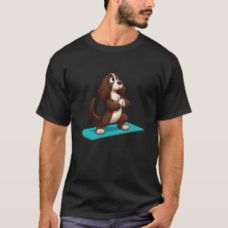 Camiseta Cão de Ioga Springer Spaniel Inglês Engraçado Medi