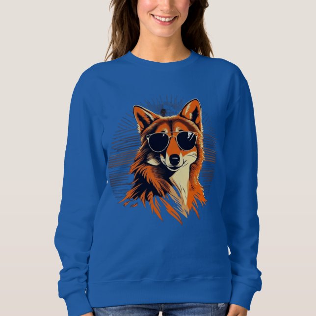 Camiseta Cão de lobo com óculos de sol nas ideias de presen (Frente)