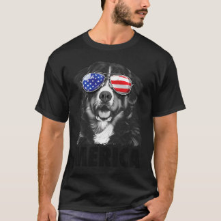 Camiseta Cão de Montanha Bernês 4 De Julho América Homens