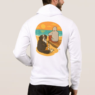 Camiseta Cão de Montanha Bernês Companheiro de Praia ao Pôr