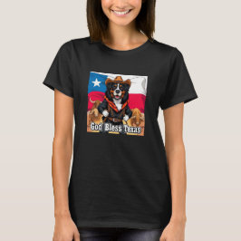 Camiseta Cão de Montanha Bernês Deus Abençoe Texas