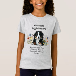 Camiseta Cão de Montanha Bernês em Flores Silvestres