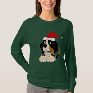 Camiseta Cão de montanha de Bernese na arte do Natal do