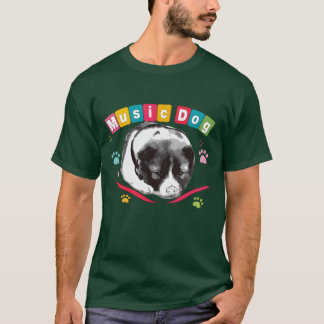 Camiseta Cão de música com presente para auscultadores