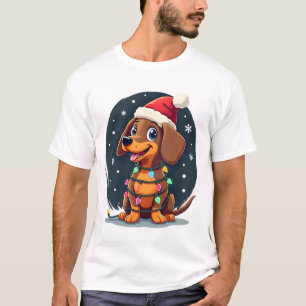 Camiseta Cão de Natal Dachshund Papai Noel Natal Wiener 2