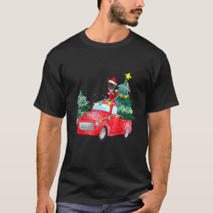 Camiseta Cão de Natal de Caminhão Vermelho de german shephe