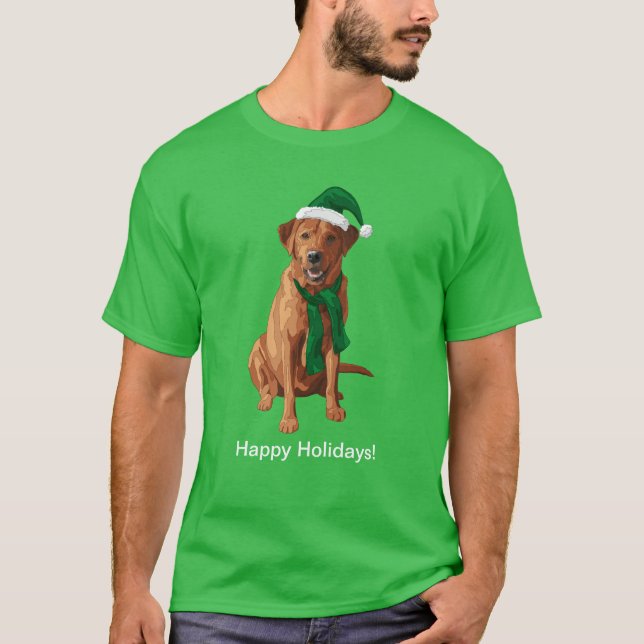 Camiseta Cão de Natal do Fox Red Labrador (Frente)