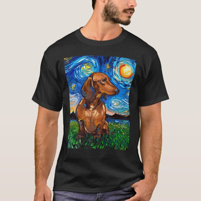 Camiseta Cão de Noite Estrelado de Cabelo Curto  (Frente)