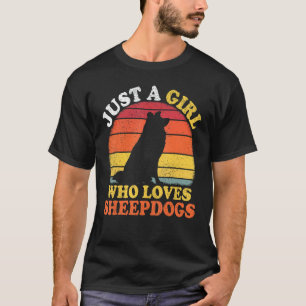 Camiseta Cão de Pastor Vintage Só Uma Garota Que Ama Cães d