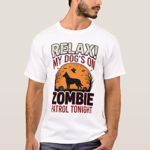 Camiseta Cão de Patrulha Zumbi Desenho de Gravura Vintage d