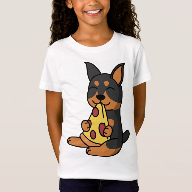 Camiseta Cão de Pizza de Comida Doberman (Frente)
