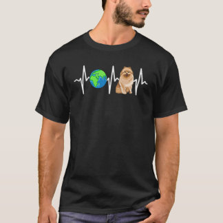 Camiseta Cão de Pulsação Pomeraniana Planeta Terra