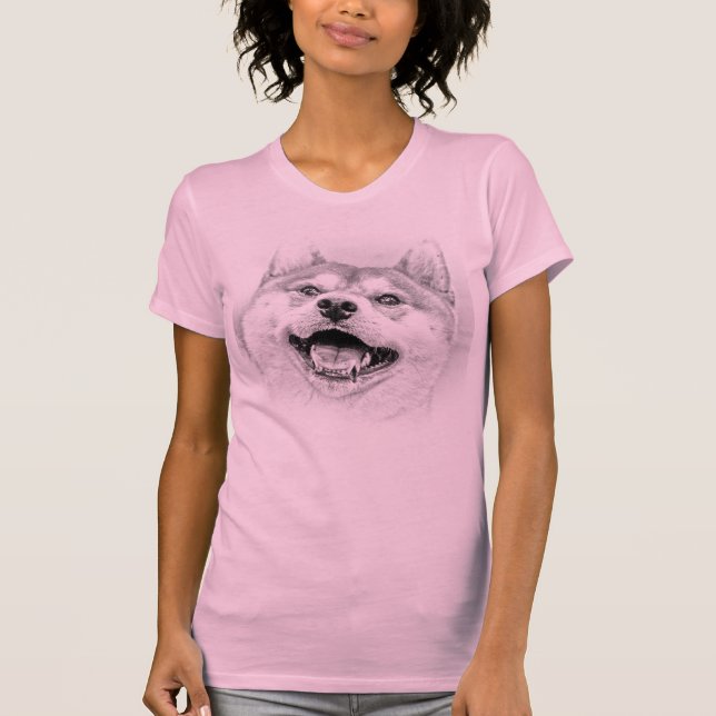 Camiseta Cão de sorriso de Shiba Inu (Frente)
