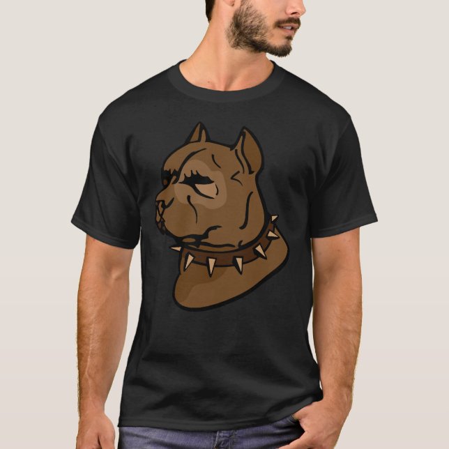 Camiseta Cão-de-vidro castanho com coleira (Frente)