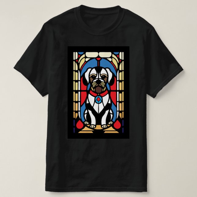 Camiseta cão de vidro colorido (Frente do Design)