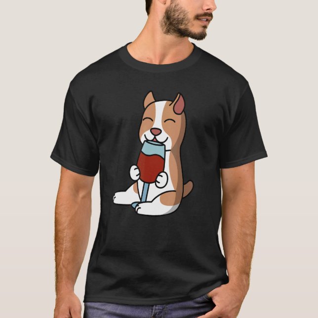 Camiseta Cão de vinho Bebendo (Frente)