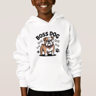 Camiseta cão, desenho animado, buldogue, cão-chefe, estampa