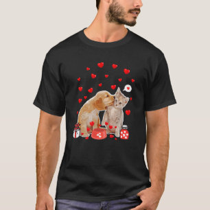 Camiseta Cão dia de os namorados Cão Cachorro Pai Mãe T Cam