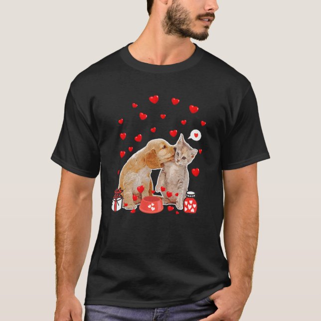 Camiseta Cão dia de os namorados Cão Cachorro Pai Mãe T Cam (Frente)