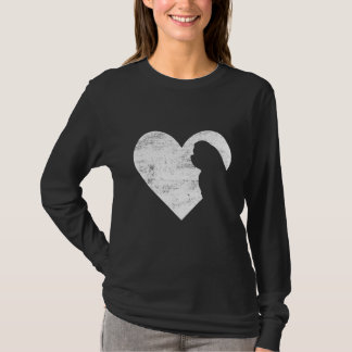 Camiseta Cão-Dia de os namorados-Cão-preto retrógrado