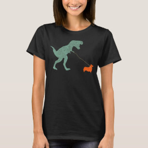 Camiseta Cão Dinossauro Vintage Tyrannosaurus Rex & Corgi