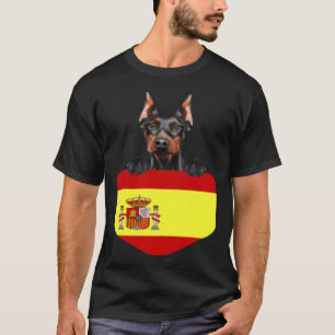 Camiseta Cão Doberman Pinscher da Bandeira da Espanha no Bo