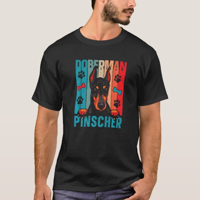 Camiseta Cão Dobermann Pinscher Doberman Retro (Frente)