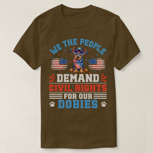 Camiseta Cão Dobie Patriótico (Frente do Design)