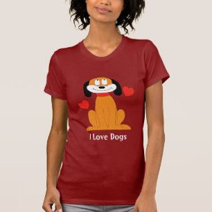 Camiseta Cão dos desenhos animados com corações