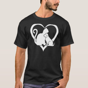Camiseta Cão e Cão Cão Cão Gato e Coração Cão