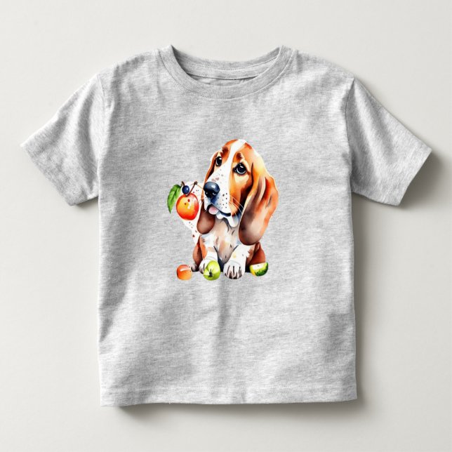 Camiseta Cão e frutas bonitos (Frente)