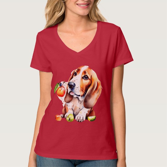 Camiseta Cão e frutas bonitos (Frente)