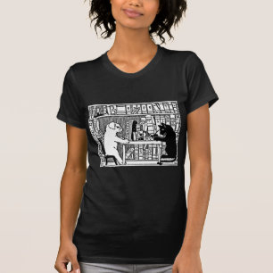 Camiseta Cão e gato na biblioteca