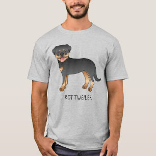 Camiseta Cão E Texto De Cartoon Em Branco E Tan Rottweiler