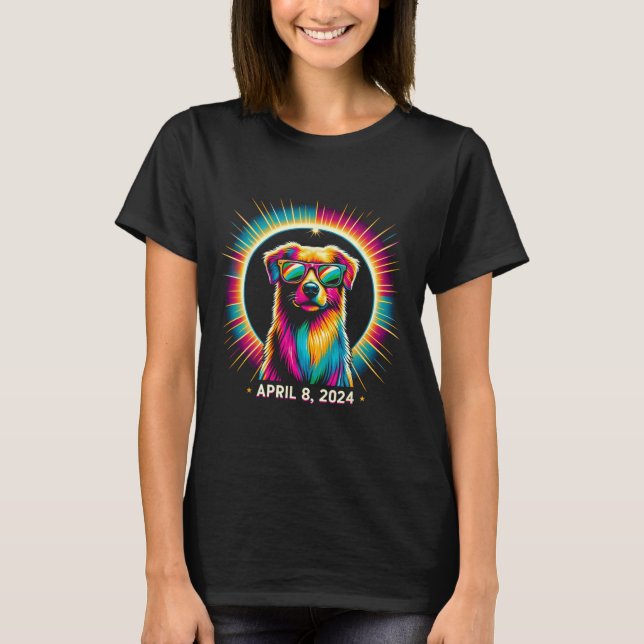 Camiseta Cão Eclipse Solar 2024 Vestindo Vidro Eclipse Sola (Frente)