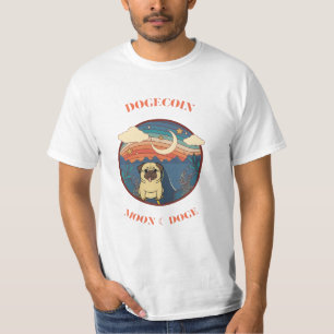 Camiseta Cão Engraçado de Dogecoin sentado no espaço - Cão