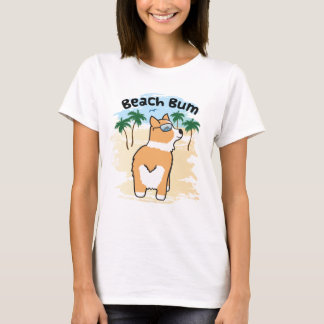 Camiseta Cão engraçado do Corgi do vagabundo da praia mas