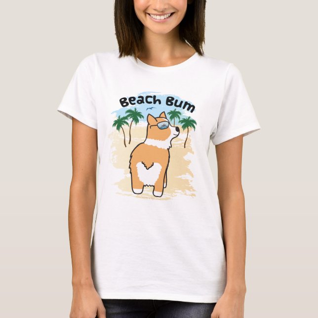 Camiseta Cão engraçado do Corgi do vagabundo da praia mas (Frente)