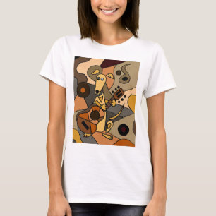 Camiseta Cão engraçado do galgo que joga o abstrato da