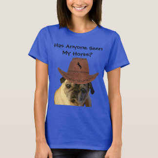 Camiseta Cão engraçado do Pug do vaqueiro