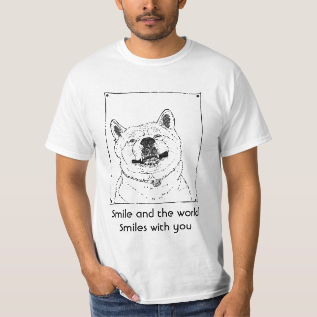 Camiseta cão engraçado sorrindo com slogan de uplifting (Frente)