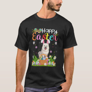 Camiseta Cão Esquimó Americano Caça ao Ovo de Páscoa Feliz 