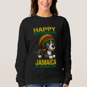 Camiseta Cão, Feliz Dia da Independência Jamaica Est. 6 Aug