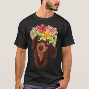 Camiseta Cão Floral Flor Flor Coroa De Animais De Companhia