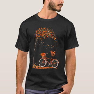 Camiseta Cão Folha Caindo Outono Ciclando Dachshund
