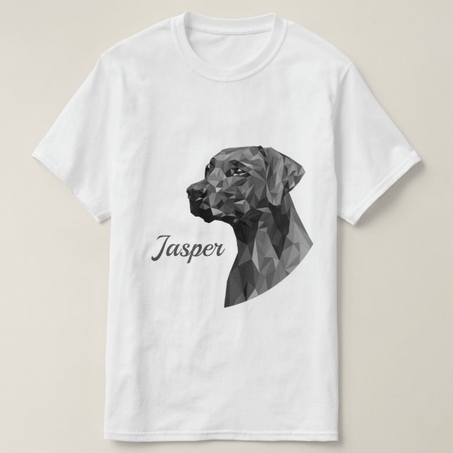 Camiseta Cão Geométrico Cinza Adicionar Nome (Frente do Design)