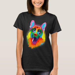 Camiseta Cão german shepherd Colorido
