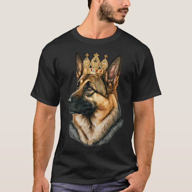 Camiseta Cão german shepherd Com Ouro (Frente)