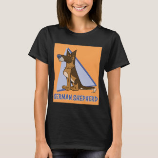 Camiseta Cão German shepherd do estilo de cartoon branco co