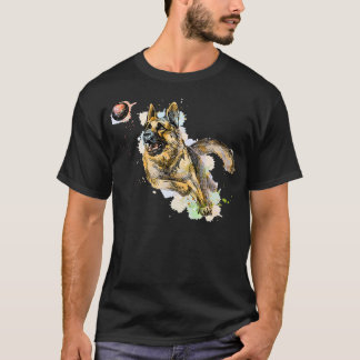 Camiseta Cão german shepherd jogando e pegando uma bola par